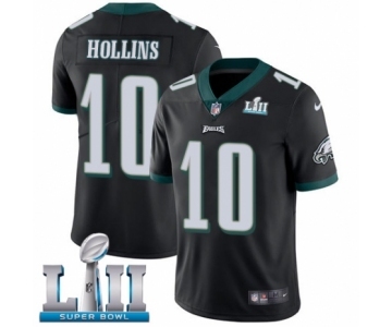 Men's Nike Philadelphia Eagles #10 Mack Hollins Black Alternate Vapor Untouchable Limited Player Super Bowl LII NFL Jersey