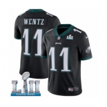 Men's Nike Philadelphia Eagles #11 Carson Wentz Black Alternate Vapor Untouchable Limited Player Super Bowl LII NFL Jersey