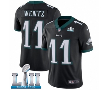 Men's Nike Philadelphia Eagles #11 Carson Wentz Black Alternate Vapor Untouchable Limited Player Super Bowl LII NFL Jersey