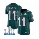 Men's Nike Philadelphia Eagles #11 Carson Wentz Midnight Green Team Color Vapor Untouchable Limited Player Super Bowl LII NFL Jersey