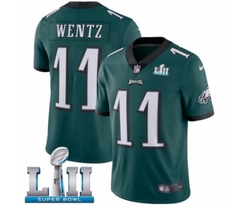 Men's Nike Philadelphia Eagles #11 Carson Wentz Midnight Green Team Color Vapor Untouchable Limited Player Super Bowl LII NFL Jersey