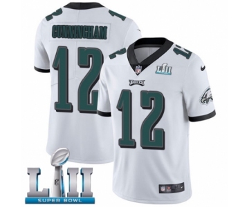 Men's Nike Philadelphia Eagles #12 Randall Cunningham White Vapor Untouchable Limited Player Super Bowl LII NFL Jersey