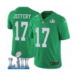 Men's Nike Philadelphia Eagles #17 Alshon Jeffery Limited Green Rush Vapor Untouchable Super Bowl LII NFL Jersey