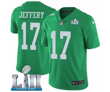 Men's Nike Philadelphia Eagles #17 Alshon Jeffery Limited Green Rush Vapor Untouchable Super Bowl LII NFL Jersey