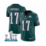 Men's Nike Philadelphia Eagles #17 Alshon Jeffery Midnight Green Team Color Vapor Untouchable Limited Player Super Bowl LII NFL Jersey