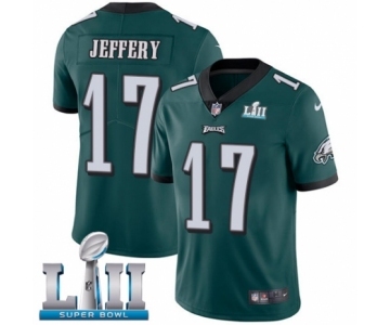 Men's Nike Philadelphia Eagles #17 Alshon Jeffery Midnight Green Team Color Vapor Untouchable Limited Player Super Bowl LII NFL Jersey