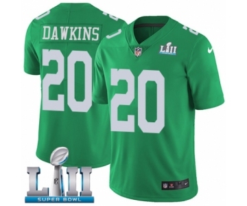 Men's Nike Philadelphia Eagles #20 Brian Dawkins Limited Green Rush Vapor Untouchable Super Bowl LII NFL Jersey