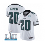 Men's Nike Philadelphia Eagles #20 Brian Dawkins White Vapor Untouchable Limited Player Super Bowl LII NFL Jersey