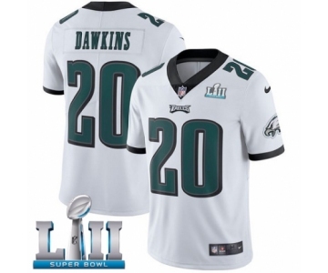 Men's Nike Philadelphia Eagles #20 Brian Dawkins White Vapor Untouchable Limited Player Super Bowl LII NFL Jersey