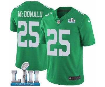 Men's Nike Philadelphia Eagles #25 Tommy McDonald Limited Green Rush Vapor Untouchable Super Bowl LII NFL Jersey