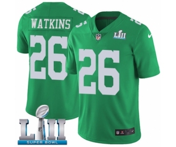 Men's Nike Philadelphia Eagles #26 Jaylen Watkins Limited Green Rush Vapor Untouchable Super Bowl LII NFL Jersey