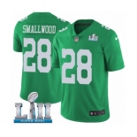 Men's Nike Philadelphia Eagles #28 Wendell Smallwood Limited Green Rush Vapor Untouchable Super Bowl LII NFL Jersey