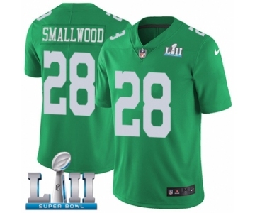 Men's Nike Philadelphia Eagles #28 Wendell Smallwood Limited Green Rush Vapor Untouchable Super Bowl LII NFL Jersey