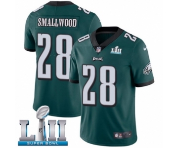 Men's Nike Philadelphia Eagles #28 Wendell Smallwood Midnight Green Team Color Vapor Untouchable Limited Player Super Bowl LII NFL Jersey