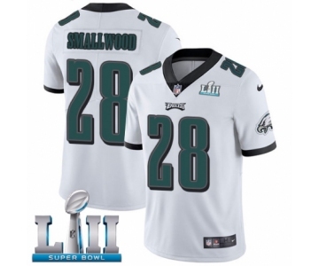 Men's Nike Philadelphia Eagles #28 Wendell Smallwood White Vapor Untouchable Limited Player Super Bowl LII NFL Jersey