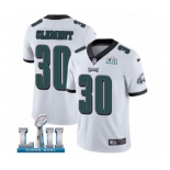 Men's Nike Philadelphia Eagles #30 Corey Clement White Vapor Untouchable Limited Player Super Bowl LII NFL Jersey