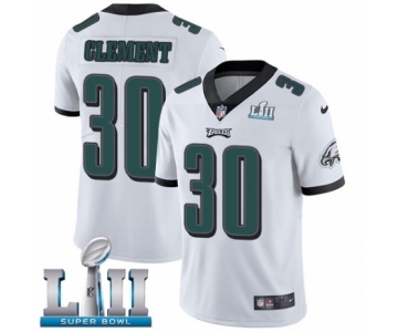 Men's Nike Philadelphia Eagles #30 Corey Clement White Vapor Untouchable Limited Player Super Bowl LII NFL Jersey