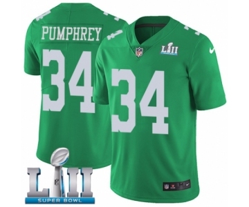 Men's Nike Philadelphia Eagles #34 Donnel Pumphrey Limited Green Rush Vapor Untouchable Super Bowl LII NFL Jersey