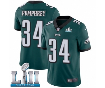 Men's Nike Philadelphia Eagles #34 Donnel Pumphrey Midnight Green Team Color Vapor Untouchable Limited Player Super Bowl LII NFL Jersey