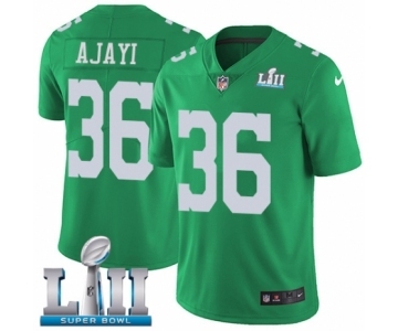 Men's Nike Philadelphia Eagles #36 Jay Ajayi Limited Green Rush Vapor Untouchable Super Bowl LII NFL Jersey