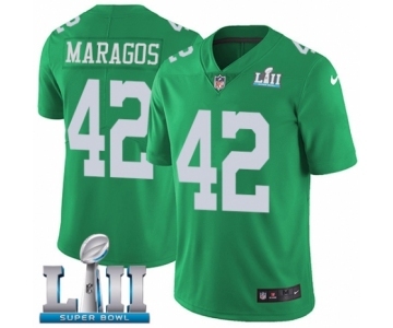 Men's Nike Philadelphia Eagles #42 Chris Maragos Limited Green Rush Vapor Untouchable Super Bowl LII NFL Jersey