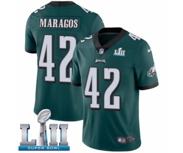 Men's Nike Philadelphia Eagles #42 Chris Maragos Midnight Green Team Color Vapor Untouchable Limited Player Super Bowl LII NFL Jersey