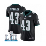 Men's Nike Philadelphia Eagles #43 Darren Sproles Black Alternate Vapor Untouchable Limited Player Super Bowl LII NFL Jersey