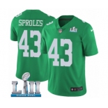 Men's Nike Philadelphia Eagles #43 Darren Sproles Limited Green Rush Vapor Untouchable Super Bowl LII NFL Jersey