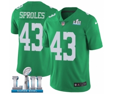 Men's Nike Philadelphia Eagles #43 Darren Sproles Limited Green Rush Vapor Untouchable Super Bowl LII NFL Jersey