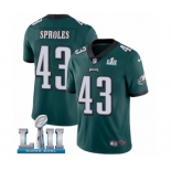 Men's Nike Philadelphia Eagles #43 Darren Sproles Midnight Green Team Color Vapor Untouchable Limited Player Super Bowl LII NFL Jersey