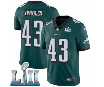 Men's Nike Philadelphia Eagles #43 Darren Sproles Midnight Green Team Color Vapor Untouchable Limited Player Super Bowl LII NFL Jersey