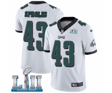 Men's Nike Philadelphia Eagles #43 Darren Sproles White Vapor Untouchable Limited Player Super Bowl LII NFL Jersey