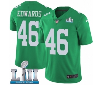 Men's Nike Philadelphia Eagles #46 Herman Edwards Limited Green Rush Vapor Untouchable Super Bowl LII NFL Jersey