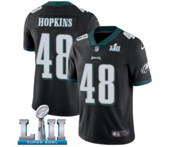 Men's Nike Philadelphia Eagles #48 Wes Hopkins Black Alternate Vapor Untouchable Limited Player Super Bowl LII NFL Jersey