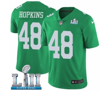 Men's Nike Philadelphia Eagles #48 Wes Hopkins Limited Green Rush Vapor Untouchable Super Bowl LII NFL Jersey