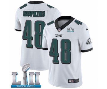 Men's Nike Philadelphia Eagles #48 Wes Hopkins White Vapor Untouchable Limited Player Super Bowl LII NFL Jersey