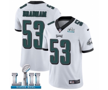 Men's Nike Philadelphia Eagles #53 Nigel Bradham White Vapor Untouchable Limited Player Super Bowl LII NFL Jersey