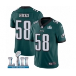 Men's Nike Philadelphia Eagles #58 Jordan Hicks Midnight Green Team Color Vapor Untouchable Limited Player Super Bowl LII NFL Jersey