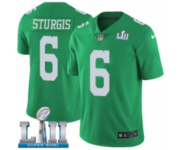 Men's Nike Philadelphia Eagles #6 Caleb Sturgis Limited Green Rush Vapor Untouchable Super Bowl LII NFL Jersey