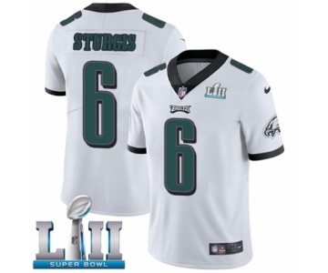 Men's Nike Philadelphia Eagles #6 Caleb Sturgis White Vapor Untouchable Limited Player Super Bowl LII NFL Jersey