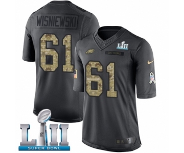 Men's Nike Philadelphia Eagles #61 Stefen Wisniewski Limited Black 2016 Salute to Service Super Bowl LII NFL Jersey