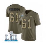 Men's Nike Philadelphia Eagles #61 Stefen Wisniewski Limited Olive Camo 2017 Salute to Service Super Bowl LII NFL Jersey