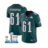 Men's Nike Philadelphia Eagles #61 Stefen Wisniewski Midnight Green Team Color Vapor Untouchable Limited Player Super Bowl LII NFL Jersey