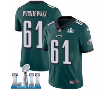 Men's Nike Philadelphia Eagles #61 Stefen Wisniewski Midnight Green Team Color Vapor Untouchable Limited Player Super Bowl LII NFL Jersey