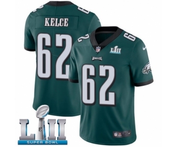 Men's Nike Philadelphia Eagles #62 Jason Kelce Midnight Green Team Color Vapor Untouchable Limited Player Super Bowl LII NFL Jersey