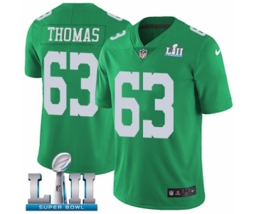 Men's Nike Philadelphia Eagles #63 Dallas Thomas Limited Green Rush Vapor Untouchable Super Bowl LII NFL Jersey