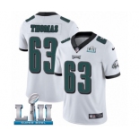 Men's Nike Philadelphia Eagles #63 Dallas Thomas White Vapor Untouchable Limited Player Super Bowl LII NFL Jersey