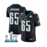 Men's Nike Philadelphia Eagles #65 Lane Johnson Black Alternate Vapor Untouchable Limited Player Super Bowl LII NFL Jersey