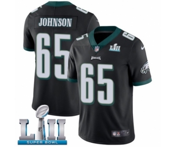 Men's Nike Philadelphia Eagles #65 Lane Johnson Black Alternate Vapor Untouchable Limited Player Super Bowl LII NFL Jersey