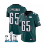 Men's Nike Philadelphia Eagles #65 Lane Johnson Midnight Green Team Color Vapor Untouchable Limited Player Super Bowl LII NFL Jersey